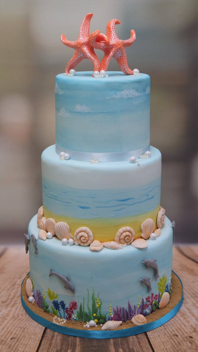 The perfect cake for a beach themed wedding by the sea. We love the intertwined starfish toppers, too! 🌊🐚

#bespokecakeexeter #weddingcake  #weddingcakeexeter #beachthemed #bythesea #starfish #shells #rollingwaves #exeterweddings  #southwestweddings #craftycakesexeter