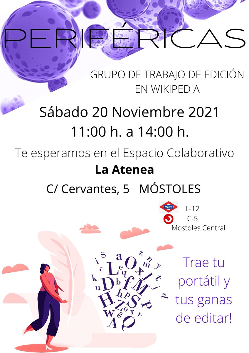 dobleklik's tweet photo. Anímate a editar con nosotras este sábado en @LaAteneaEC Periféricas somos un nodo de @Wikiesfera_org Solo tienes que traer tu portátil y tus ganas de editar. Si quieres más info contacta por mail ( perifericas@wikiesfera.org ) https://t.co/dCnZC2WOxU https://t.co/XYKGd5C5QO