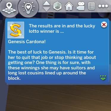 2 pic. Welp... I had plans for this save with the scenario and she won the lottery for 1 million so this didnt last me as long as I wanted. On the plus side she also died directly after and I didnt save so I get to start over. @TheSims #TheSims https://t.co/UQDyf9ennw