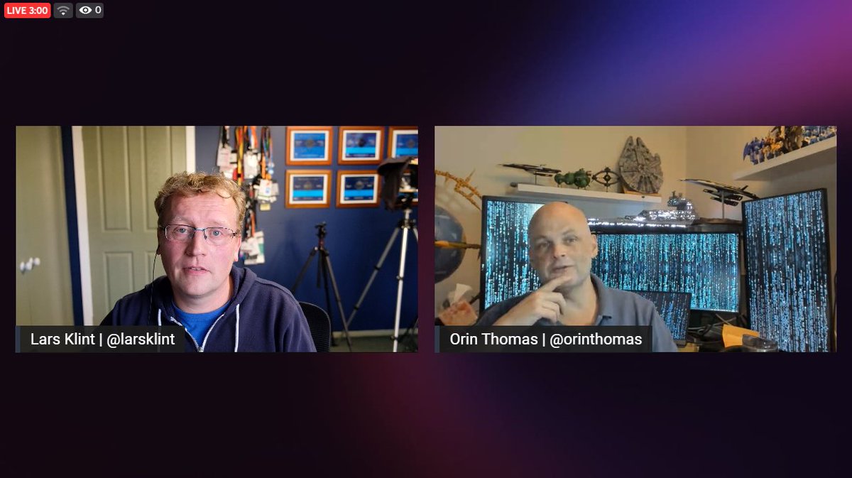 Lars Klint | 🚜🥑📹 (@larsklint) on Twitter photo Happening right now! I am talking #Windows Server #Hybrid with <a href="/orinthomas/">Orin Thomas</a>. Join us!
youtube.com/watch?v=ysK-pK… Happening right now! I am talking #Windows Server #Hybrid with <a href="/orinthomas/">Orin Thomas</a>. Join us!
youtube.com/watch?v=ysK-pK…