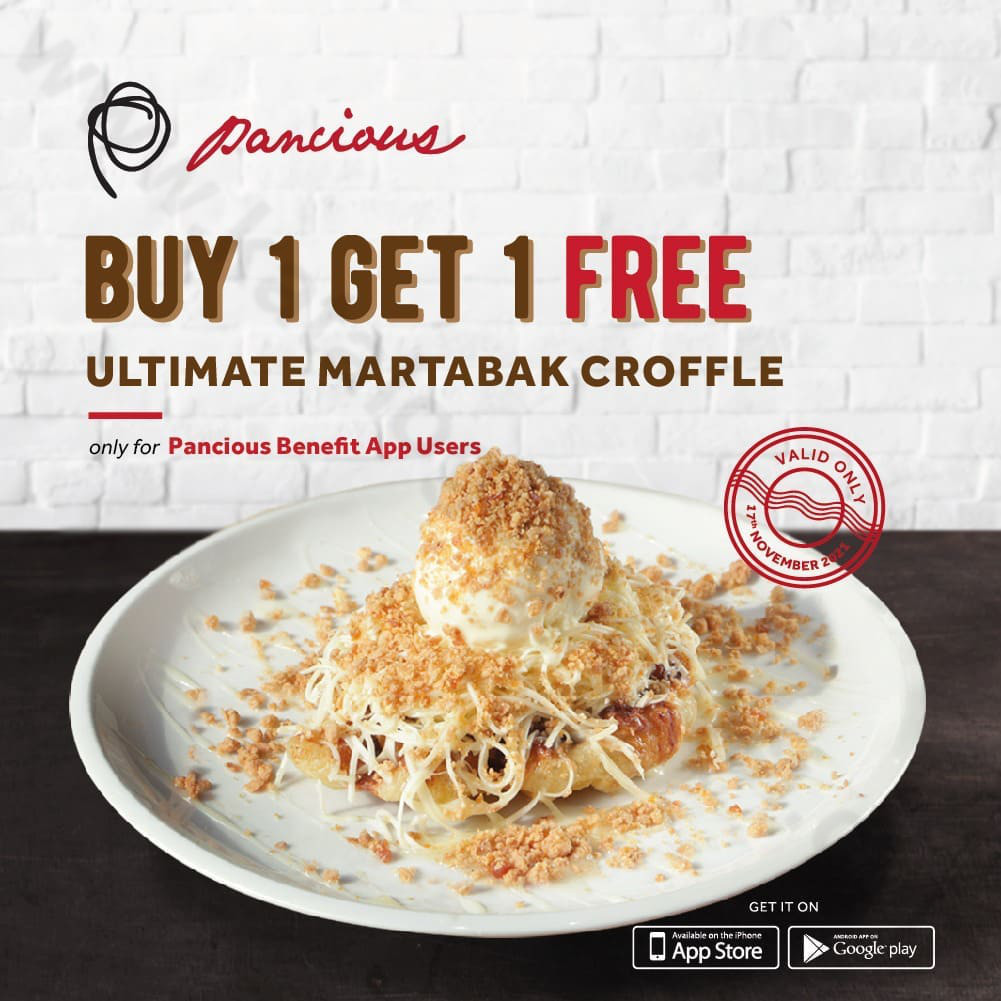 katalogpromosi's tweet image. PANCIOUS Promo BELI 1 GRATIS 1 untuk Ultimate Martabak Croffle, Eksklusif untuk pengguna Pancious Benefit App tanggal 17 November 2021

klik di bawah ini untuk info promo selengkapnya
katalogpromosi.com/pancious-promo…

#pancious #promo #diskon #infopromo