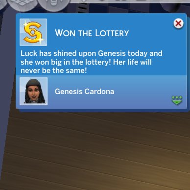 Welp... I had plans for this save with the scenario and she won the lottery for 1 million so this didnt<a href="/tag/thesims"class="tags"><span>#thesims</span></a>