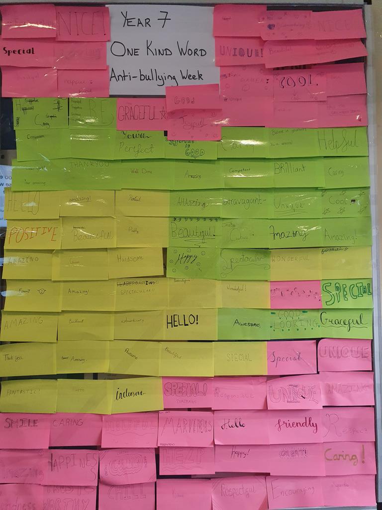 lgs_news's tweet photo. Year 7's wall of kind words to celebrate #AntiBullyingWeek #LGScaring https://t.co/tjhmuJ8ZWi