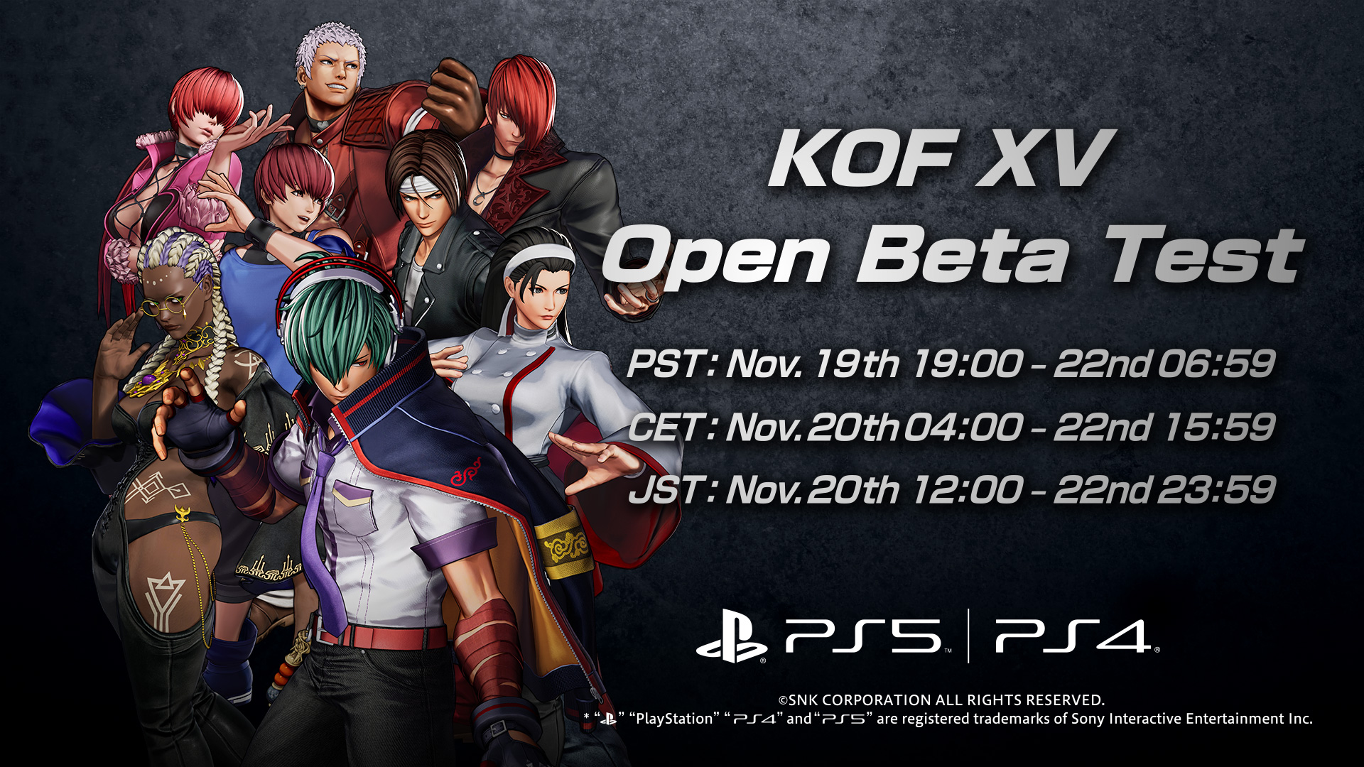 SNK GLOBAL on Twitter: "【KOF XV】 The pre-download Open Beta Test of KOF XV has now begun! -Download Method Please download the test version from the PS4/PS5 THE KING OF FIGHTERS