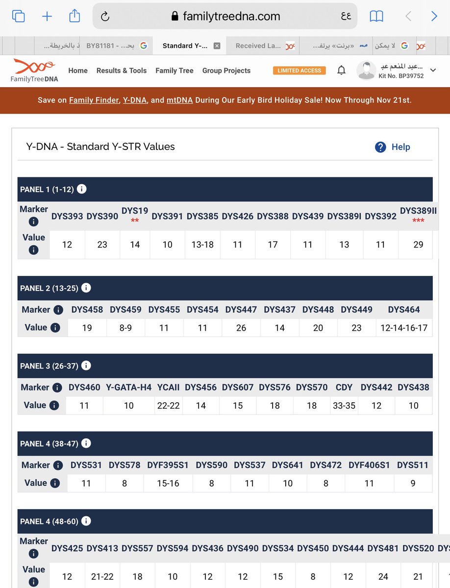 ShammarGen's tweet image. يسرنا إعلان نتيجة الذرفان من الزميل من زوبع من شمر رقم BP39752 على الماركر 111 متكتلة مع نظائرها موجبة تحور الزميل المتفرع من التحور الزوبعي FGC4430 فرع التحور الشمري الطائي FGC4429
شكرا للفاحص الشهم الودود صاحب الشخصية المرحة عبد المنعم الذرفي
وهذه نظائرها الجينية التي خرجت معها
