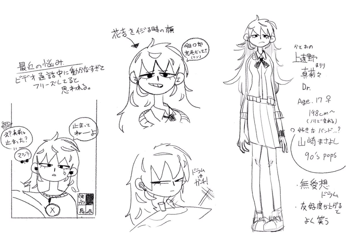 キャラデザ練習中
インストを弾くタイプの軽音部員達 