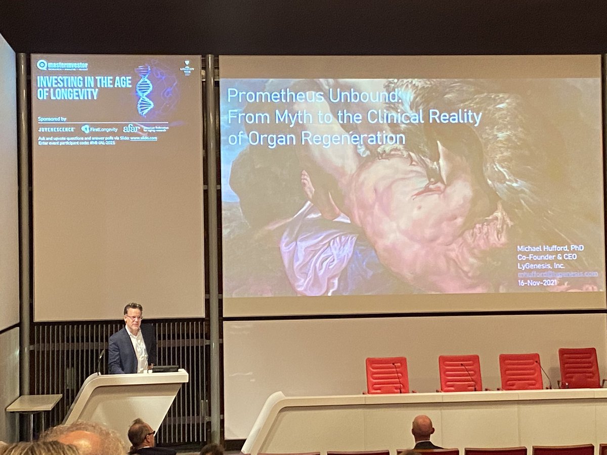 Next we’re joined by <a href="/michaelhufford/">Michael Hufford</a>, CEO and co-founder of #LeGenesis as he discusses ‘Prometheus Unbound: From Myth to the Clinical Reality of Organ Regeneration’. #MILongevity #LongevityWeek