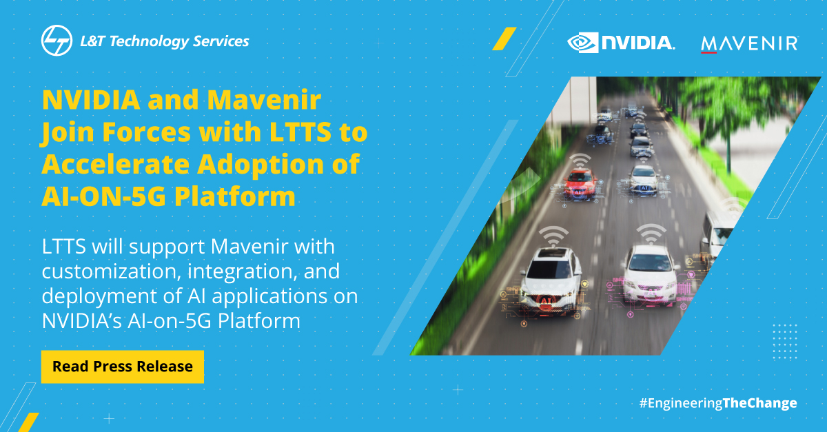 LnTTechservices's tweet photo. We are very excited to announce that LTTS has been selected as an engineering partner by @Mavenir and @NVIDIA, to accelerate the adoption of the industry’s first converged AI-on-5G. Know more: https://t.co/sNW1wOdVzJ

#Collaboration #5G #AI #EngineeringTheChange https://t.co/b4EAQeEJ8o