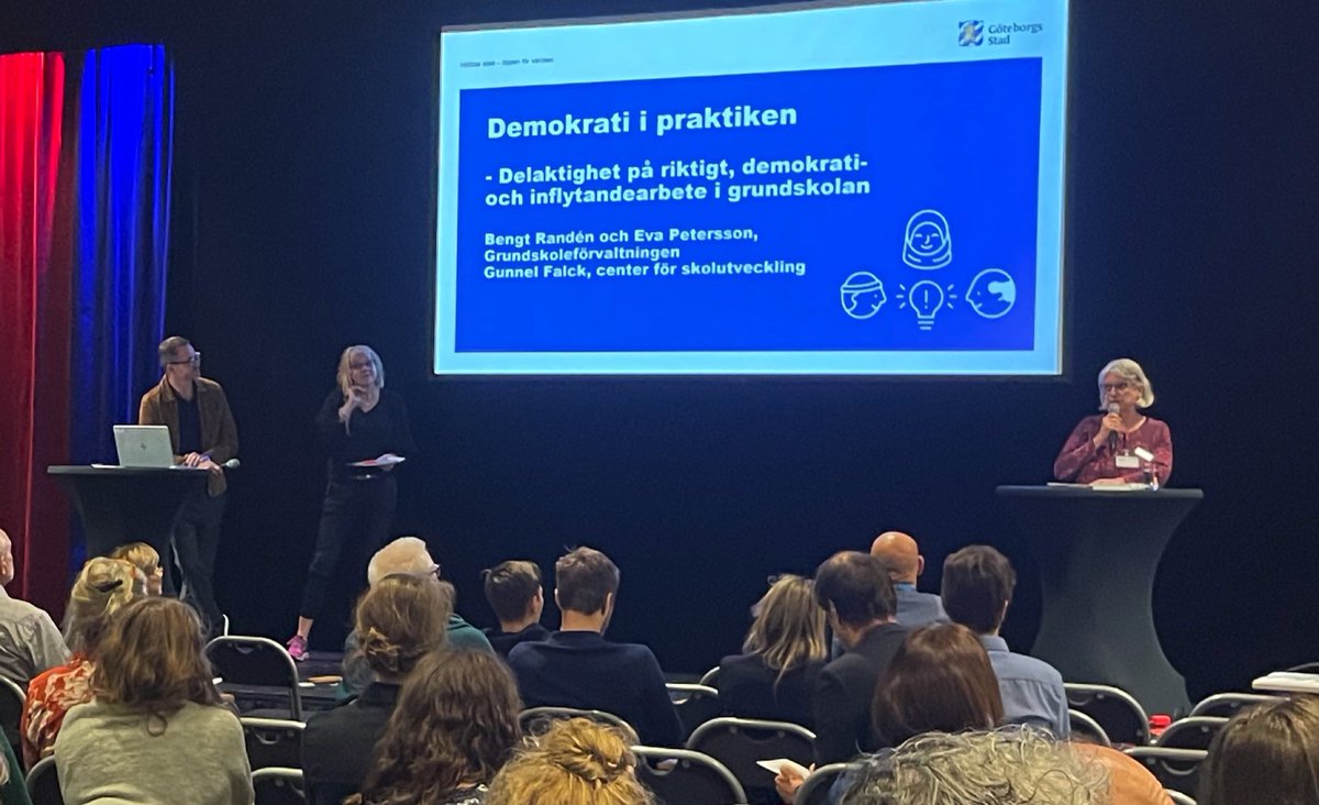 Roligt att Center för skolutveckling och Gunnel Falck får uppmärksamma sitt fina arbete med Charta för demokrati (läs mer👇🏼) på just Demokratidagarna.  
goteborg.se/wps/portal/enh…