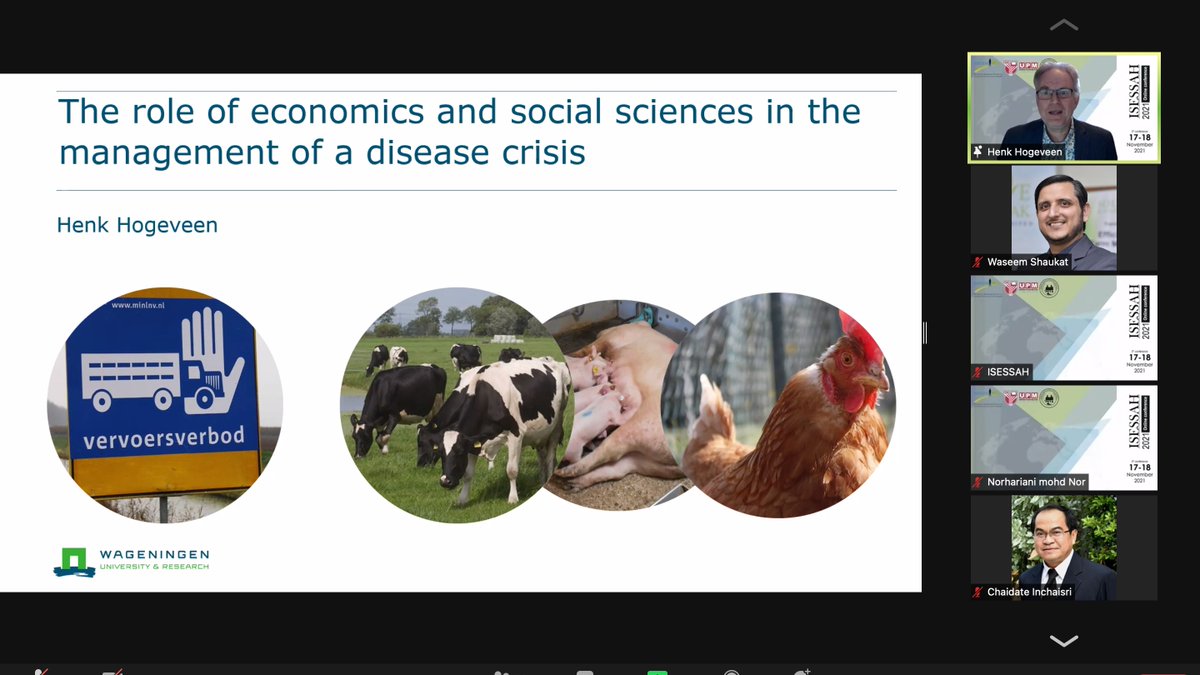 drwaseemshaukat's tweet photo. What an outstanding keynote presentation by Prof. @henkhogeveen from @WURbec @WUR at the #ISESSAH2021 conference highlighting the critical role of economics and social sciences in the management of a disease crises. #ISESSAH @isessah2021 #OneHealth #disastermanagement https://t.co/V0YoUrCbdR