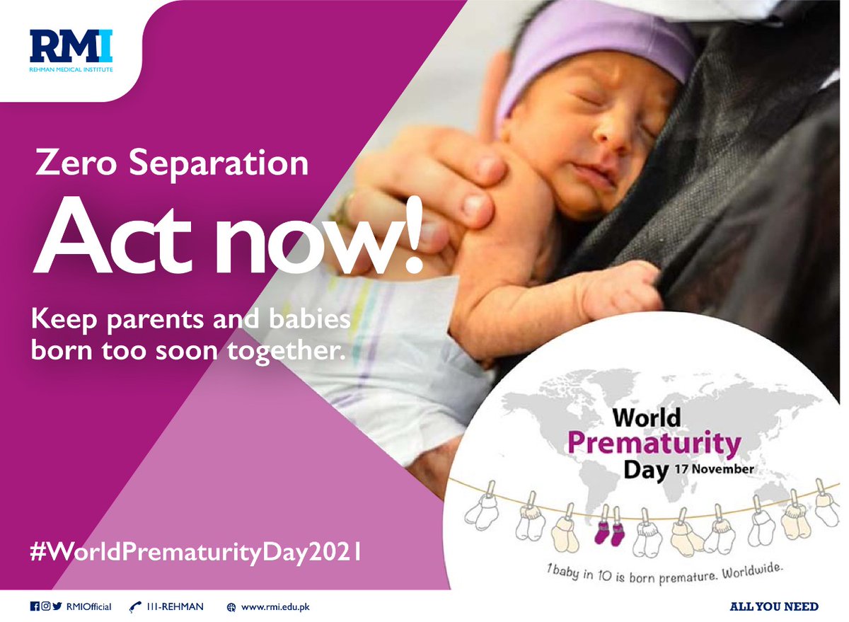 RMIOfficial's tweet photo. World Prematurity Day is a global effort to raise awareness for the challenges and burdens of preterm birth faced by parents globally. According to WHO, approximately 15 million babies are born preterm each year.
#RMI #WPD21 #AllYouNeed https://t.co/iuNr3YJsBS
