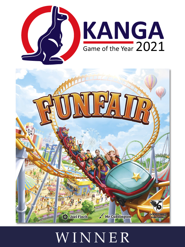 KangaAwards's tweet photo. Game of the Year goes to Funfair. The Judges were impressed by the fusion of theme and mechanics. Coupled with vibrant playing pieces, Funfair does seem to be the complete package. Australian involvement includes games design by Joel Finch and development from Kim Brebach. https://t.co/VltuPSloVM