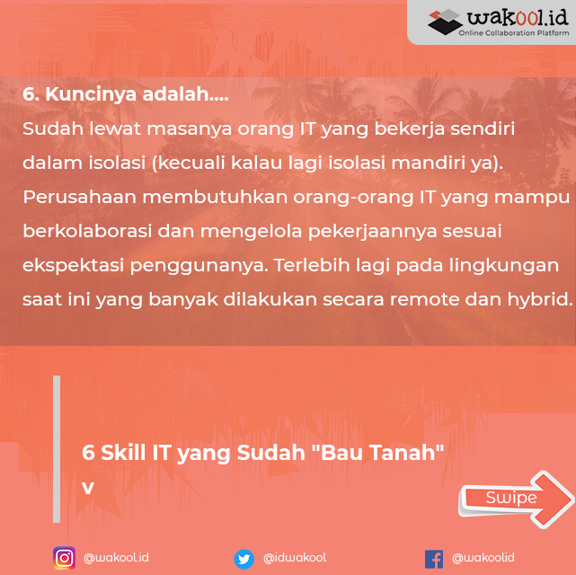 IdWakool's tweet photo. Skill IT mana saja yang diprediksi akan segera kehilangan relevansinya?
Baca artikel lengkapnya di https://t.co/8C2CYuDHhE. Part 2
#wakool #wakooldotid #artikel #teknologi #ManajemenSdm #ItSkill #SdmTI #InfrastrukturFisik #ManajemenKonfigurasi #DataCenterOps #SoftSkill https://t.co/BR8QJMAfpm