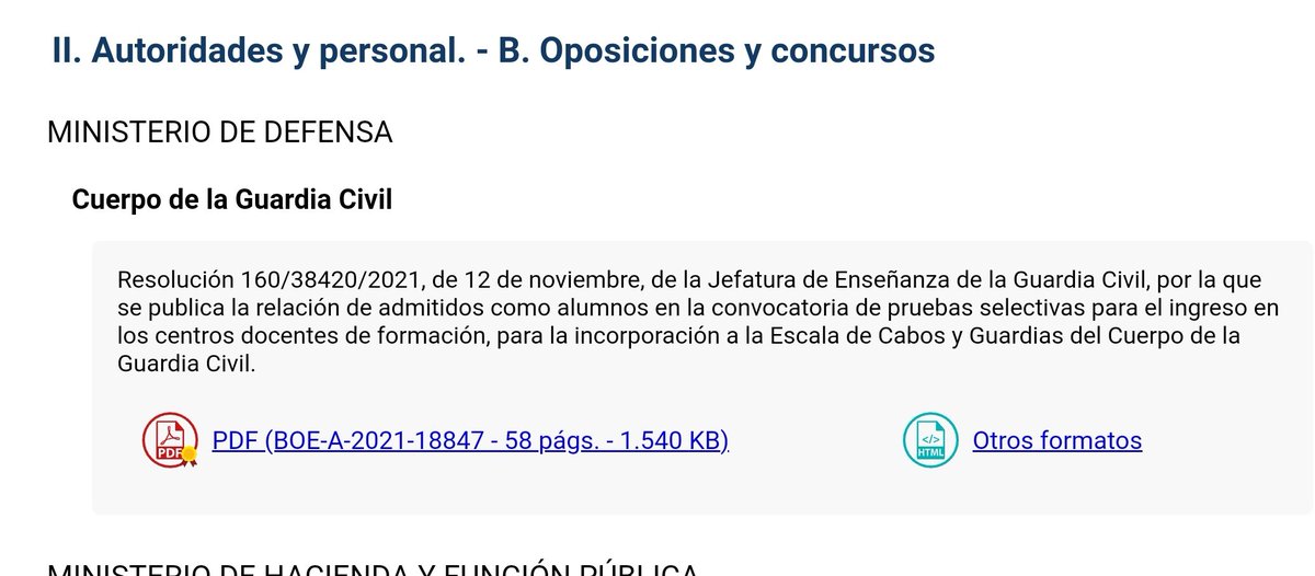 * Ingreso GC 2021 *
Publicación Oficial de aspirantes admitidos como alumnos.
boe.es/boe/dias/2021/…