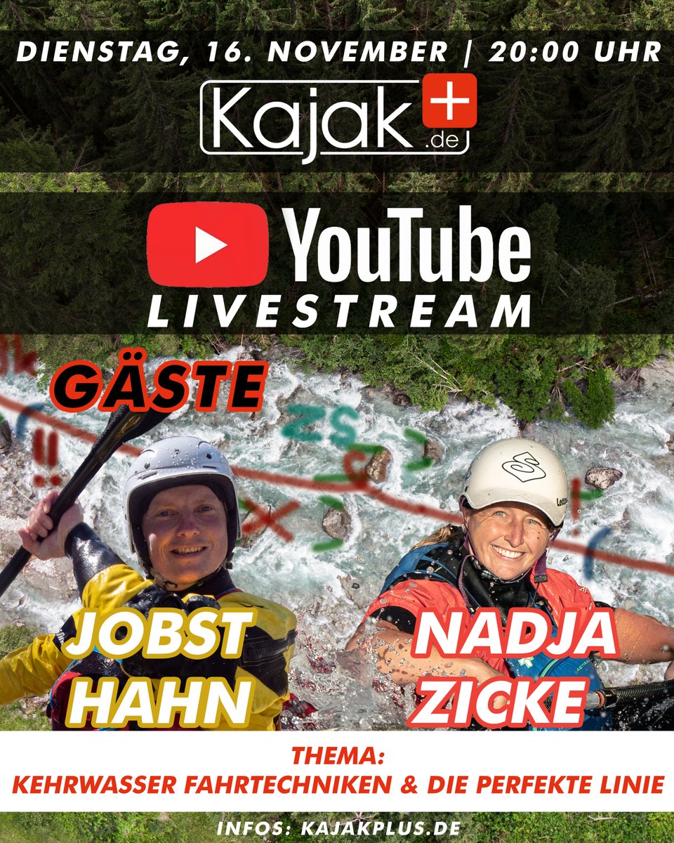 𝗔𝘂𝗳𝘇𝗲𝗶𝗰𝗵𝗻𝘂𝗻𝗴 𝗱𝗲𝘀 𝗟𝗶𝘃𝗲𝘀𝘁𝗿𝗲𝗮𝗺𝘀 𝘃𝗼𝗺 𝟭𝟲. 𝗡𝗼𝘃𝗲𝗺𝗯𝗲𝗿 
Gestern hatten wir auf YouTube einen interessanten Austausch zum Kehrwasserfahren und "der perfekten Linie" Die gekürzte Fassung ist nun online auf unserem YouTube-Kanal: youtu.be/LvEkzsRH-bA