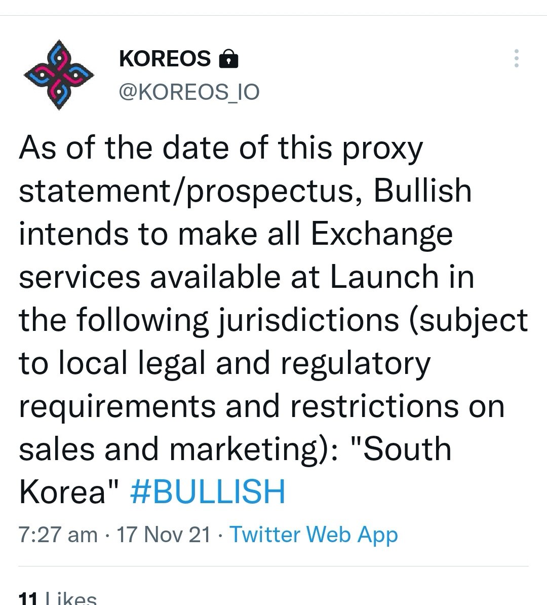 EOSIsDown's tweet photo. Some @Bullish launch information for you from @KOREOS_IO 

#EOS https://t.co/OtO84XnJxx