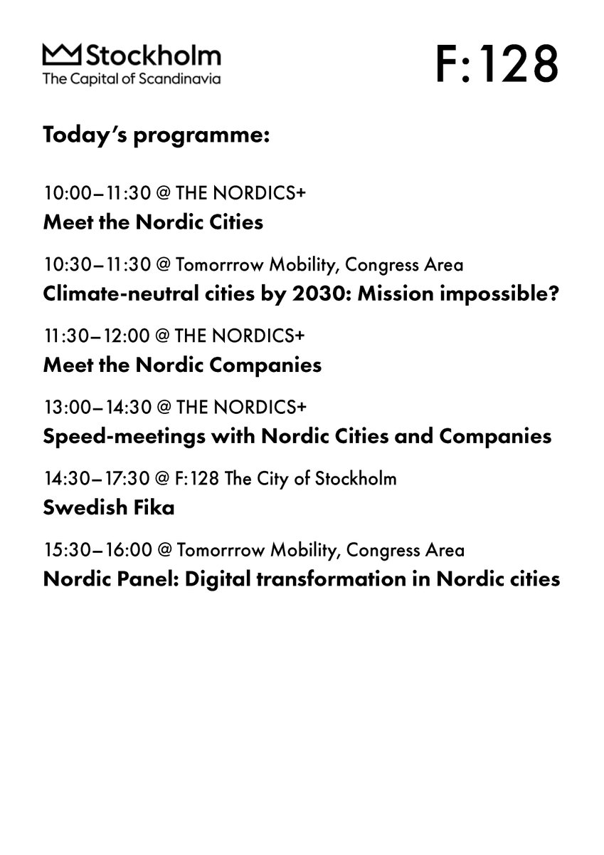 Second day of @ #scewc21 #smartcityexpo21 in Barcelona. We are at F:128 the Stockholm stand. Meet us 2.30-5.30 PM for a Swedish fika and a conversation!