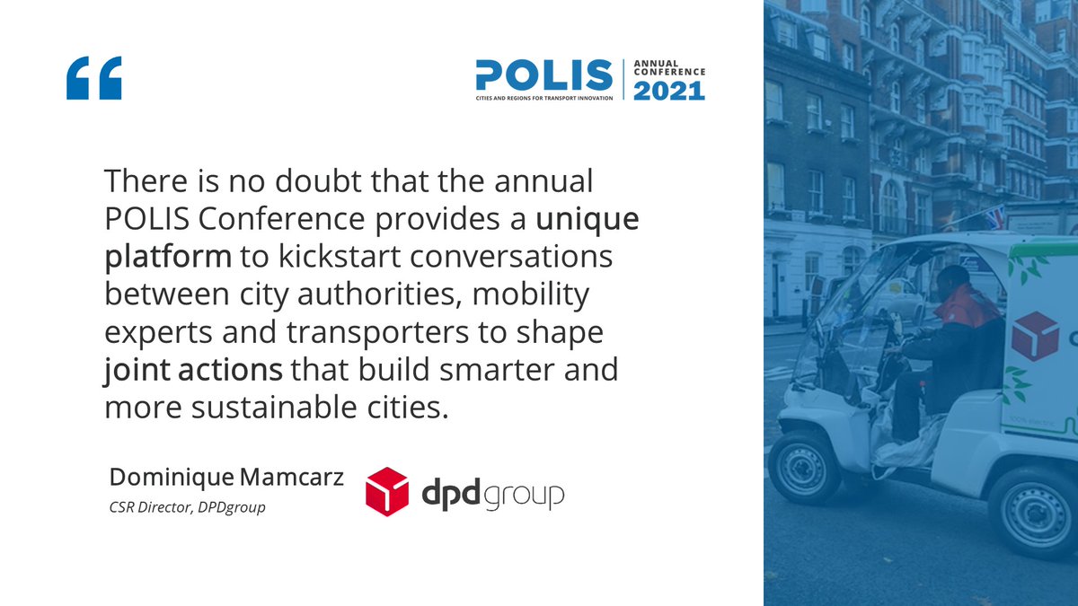 POLISnetwork's tweet photo. For the fourth consecutive year, @DPDgroup_news🚚 supports the 𝗣𝗢𝗟𝗜𝗦 𝗖𝗼𝗻𝗳𝗲𝗿𝗲𝗻𝗰𝗲 to keep a finger on the pulse of the latest trends and priorities in #urbanmobility🏙️
We are excited to have CSR Director @MamcarzD and his team on board for #POLIS21 - want to join us? https://t.co/BCDzQo9ChD