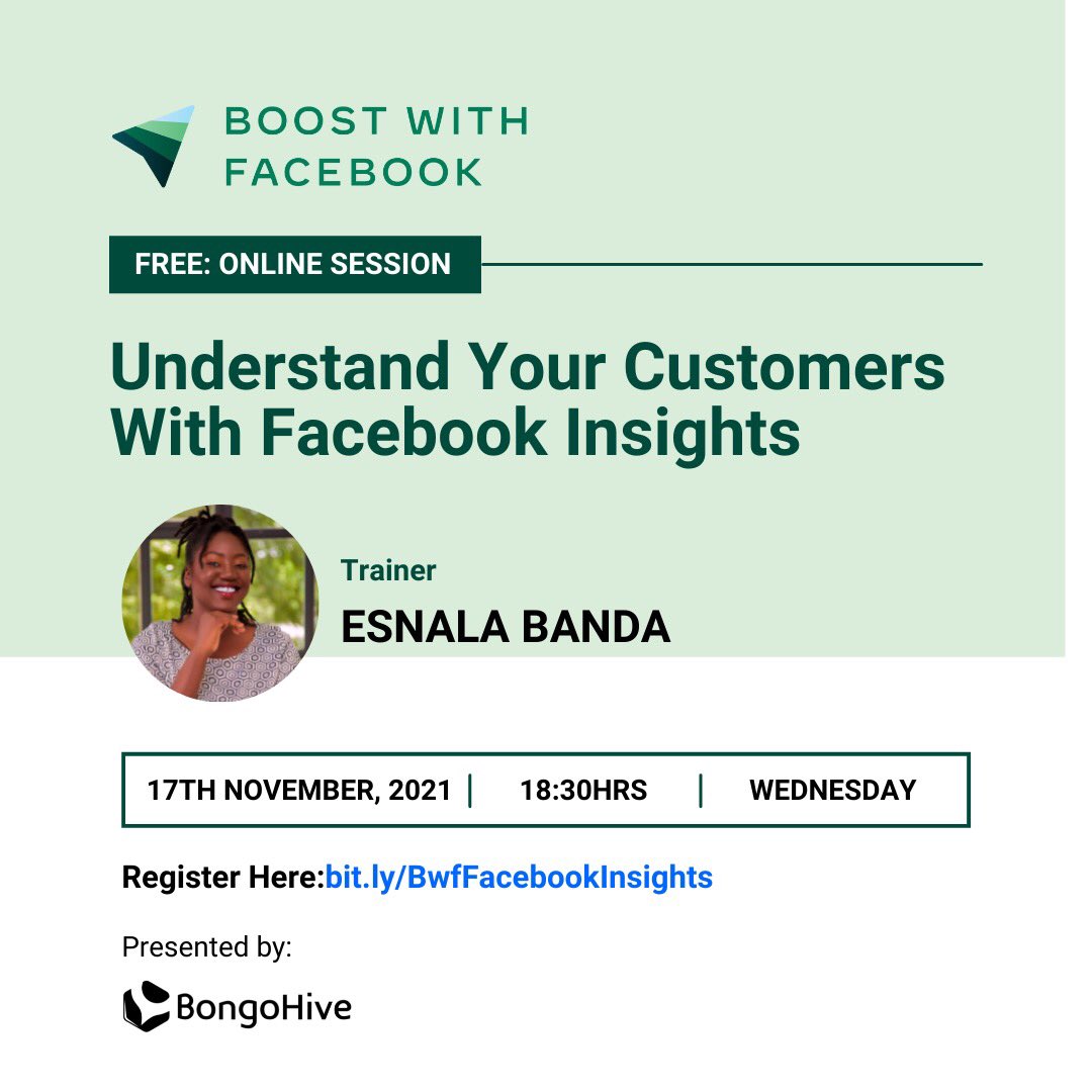 BongoHive's tweet photo. Facebook Audience Insights, used wisely, help you understand your customers better, create more meaningful content for them & ultimately find more people in your targeted audience.
Learn how to use them in today’s session: https://t.co/YdmPYk00nW
#BoostwithFacebookZM https://t.co/F93CFTRY9i
