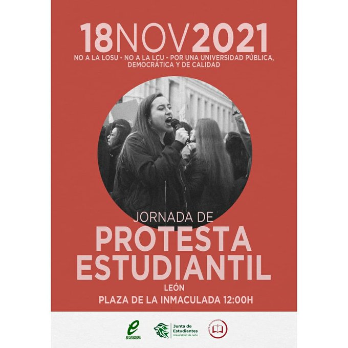 LEÓN

⏰12h
📍Plaza de la Inmaculada
🔸 <a href="/JEULe_Unileon/">Junta de Estudiantes</a>, <a href="/fde_estatal/">Frente de Estudiantes</a> y <a href="/EeMLeon/">Estudiantes en Movimiento León 🌻</a>