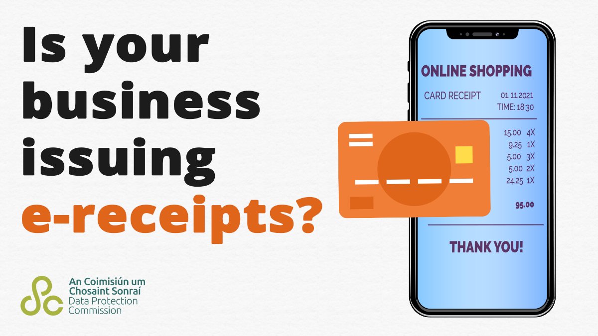 Customers should be advised if the reason their email address is being requested is to provide them with an #ereceipt, and it should be made clear that they are under no obligation to provide their email address so that they can be sent an e-receipt. 
dataprotection.ie/en/dpc-guidanc…