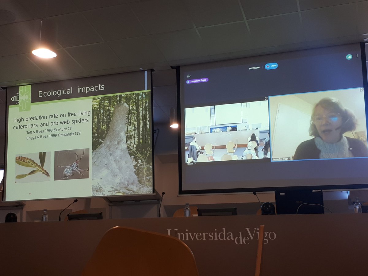 Atlantic_IEproj's tweet photo. An excellent talk by Jacqueline Beggs @AucklandUni on the invasion and control of invasive Vespula species in New Zealand. NZ is in a very unique position, with a distinctive ecology that is disrupted by the presence of wasps. 
#Vespavelutina #asianhornet #atlanticpositive https://t.co/2QpKyCF6jU