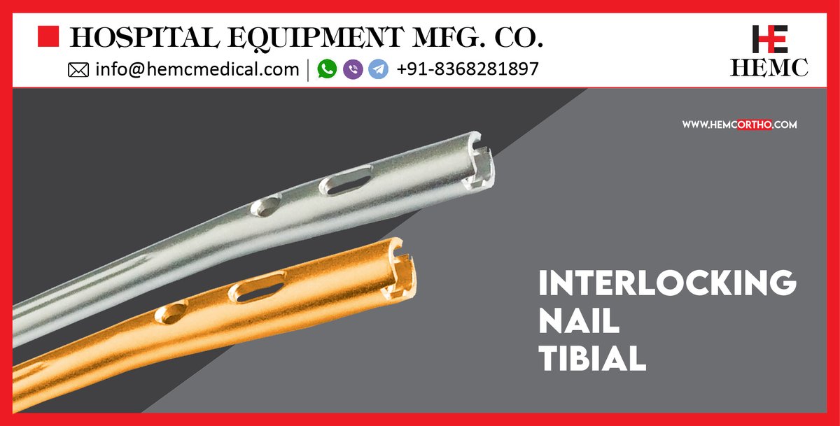 HemcOrtho's tweet image. Interlocking Nail Tibial 
#InterlockingNailTibial #InterlockingNail 
#dynamichipcompressionplates #medicalequipment #implants #implantes #hospitalequipment #medicaldevice #surgicalinstrument
#medical #healthcare #fitness #Health #hemcmedical #hemcindia #hemcortho 
#purchasing