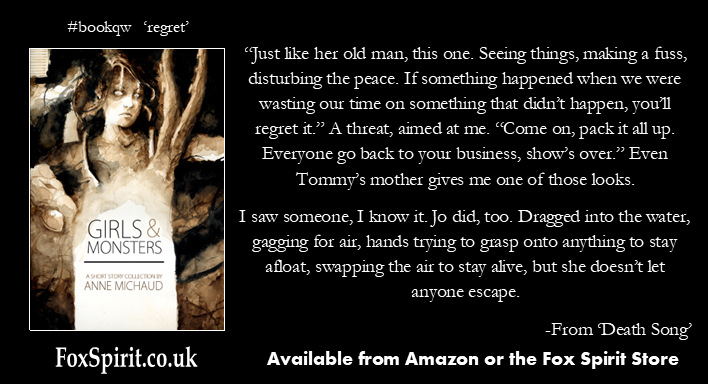 FoxSpiritBooks's tweet photo. It's #bookqw and the word is 'regret' and comes to you from @annecmichaud's Girls and Monsters collection...
(cover by @multigrade ) https://t.co/I1SBr3yZRF