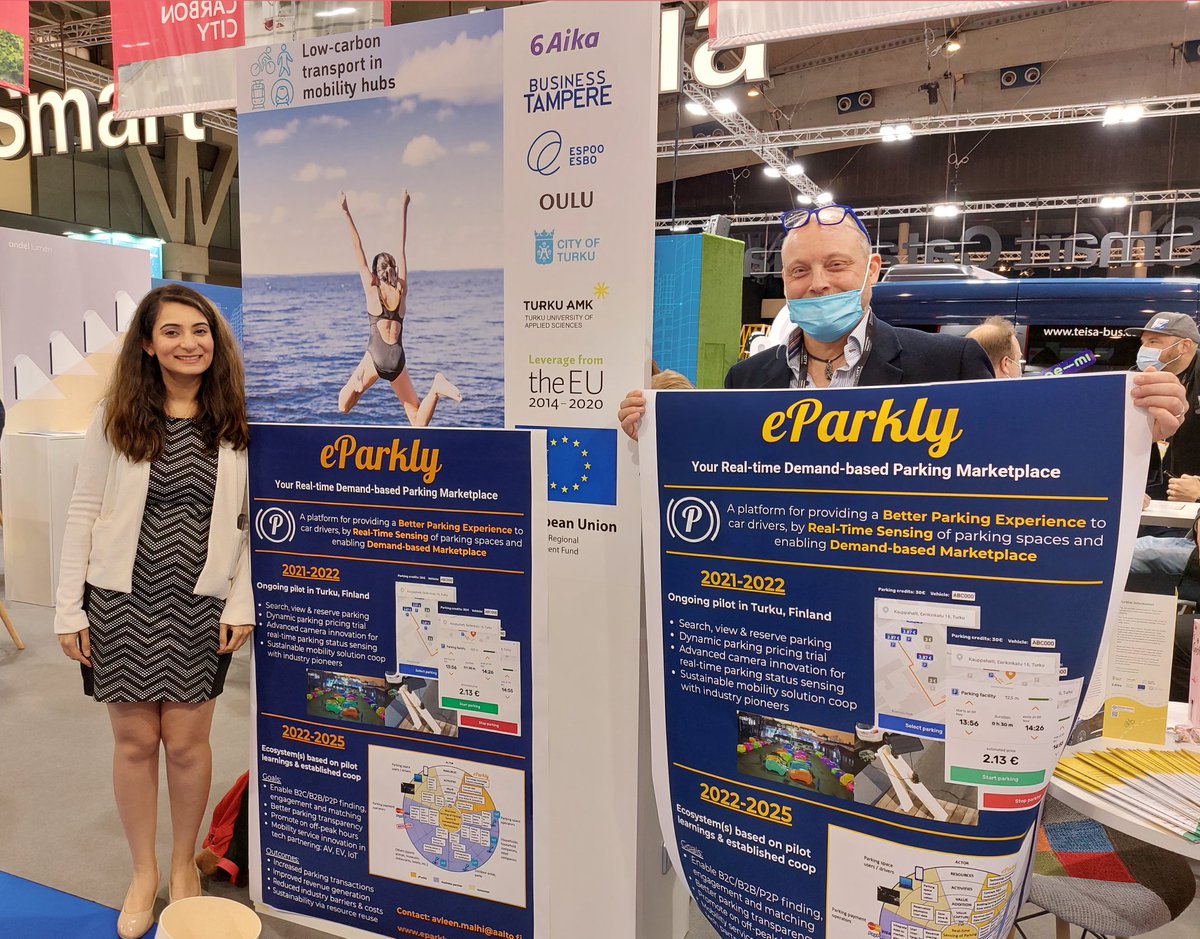 jpulmuranta's tweet photo. The second day has just kicked off in Smart City Expo World Congress. #eParkly, #enterlot and other Finnish companies are eager to chat with you so do pay a visit to Nordic Pavilion! #SCEWC21 #marshallai #mobilityhubs #Turku #turkuamk #6aika https://t.co/qJAaQiDJAt