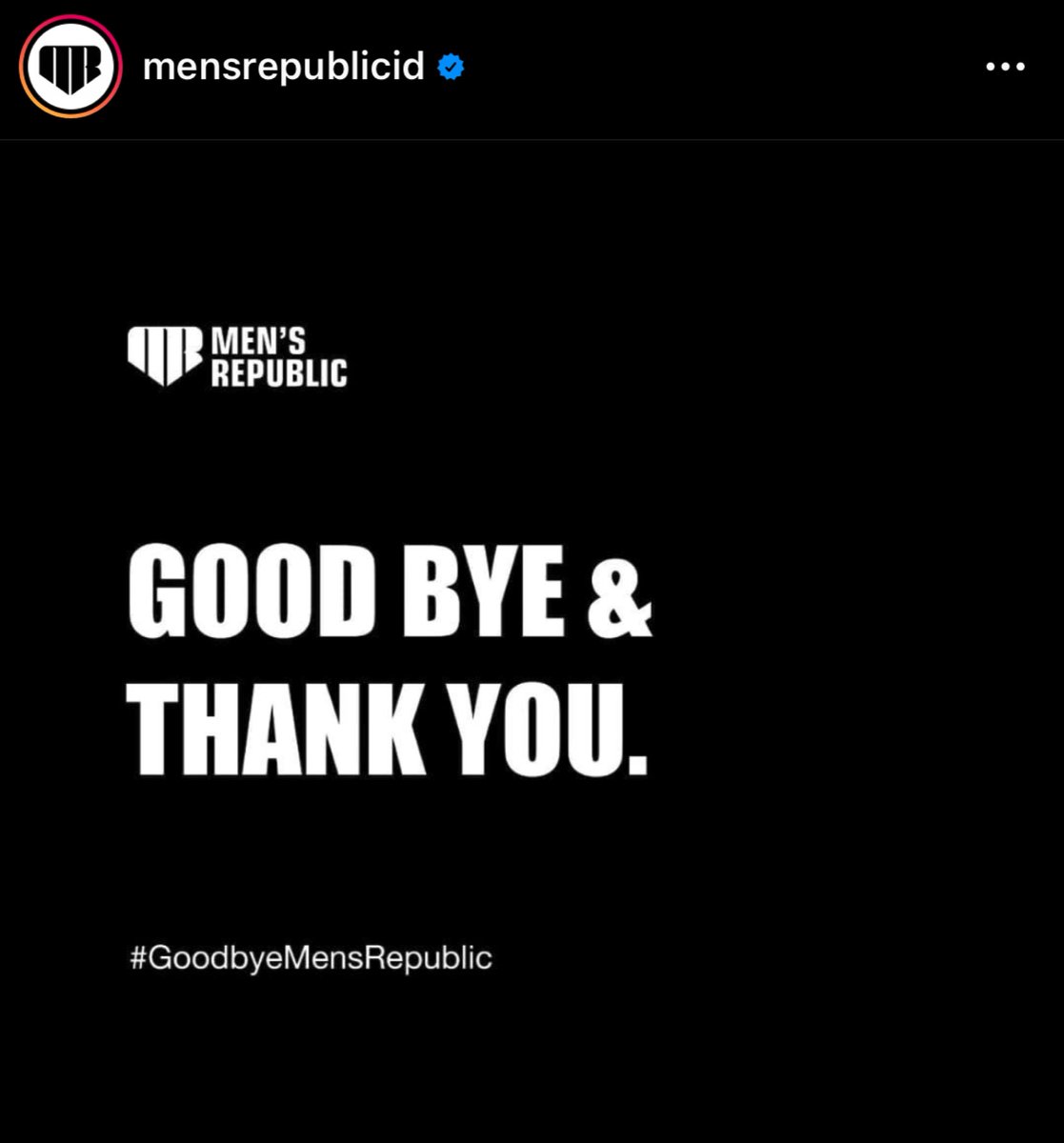 txtfrombrand's tweet photo. Brand lokal Men’s Republic tutup https://t.co/umoHp01KPW