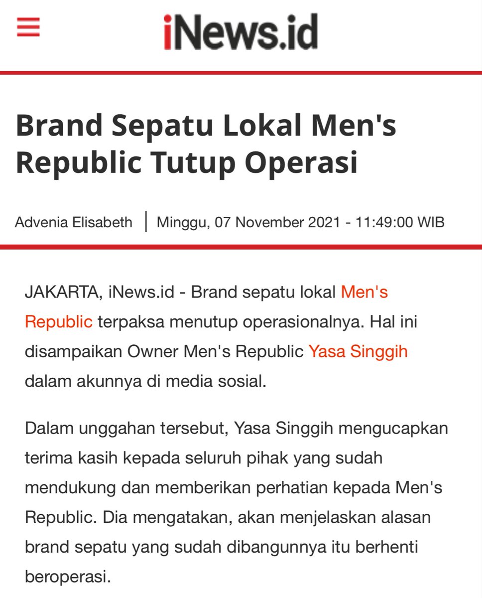 txtfrombrand's tweet photo. Brand lokal Men’s Republic tutup https://t.co/umoHp01KPW