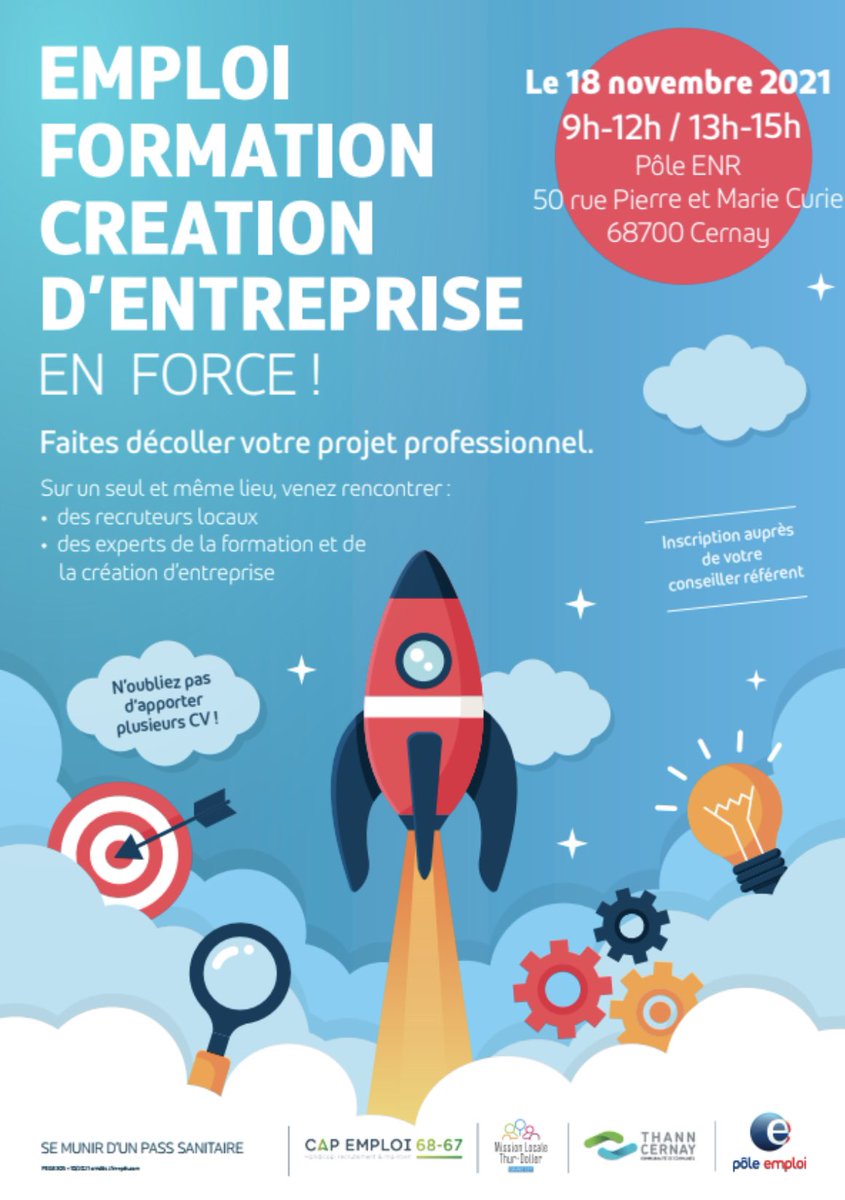 RachidaBaidane's tweet photo. 📣 J-1 ➡️Forum Emploi Formation Création d’Entreprise à Cernay.
#TousMobilisés #AvecPoleEmploi de Thann et ses partenaires pour accompagner les entreprises dans leurs recrutements, informer et orienter vers la formation et la création d’entreprise. Venez nombreux ! https://t.co/z0Eai0BAmT