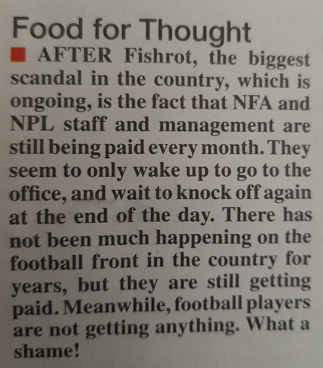 AsserNtinda's tweet photo. Neglecting sports in general, and football in particular, is the worst and bitterest gift we can pass on to succeeding generations. Are we so dumb stupid to allow this? Government should intervene to sort out this madness. The sooner the better. I fully agree with this author. https://t.co/M3i1udJAX4