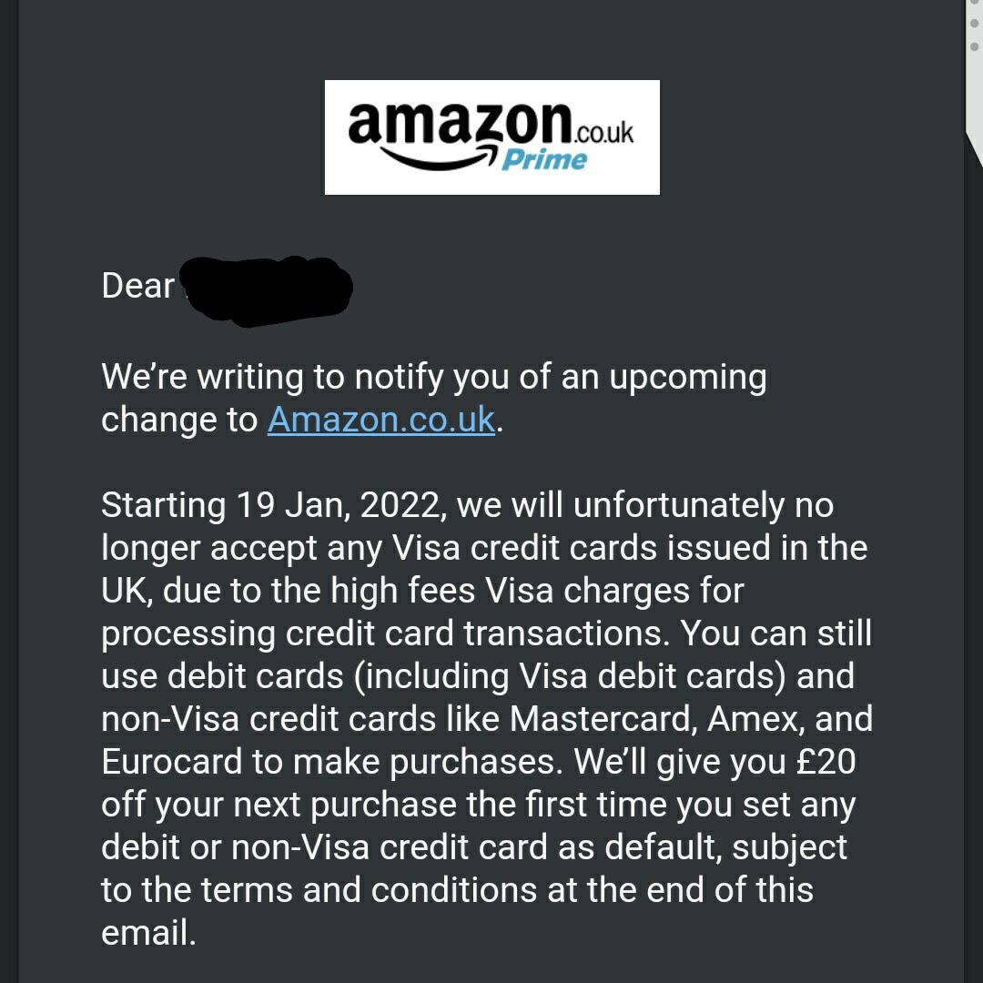 This changes things! I wonder who'll buckle first? #Amazon #visa #parcels #distribution #AmazonPrime