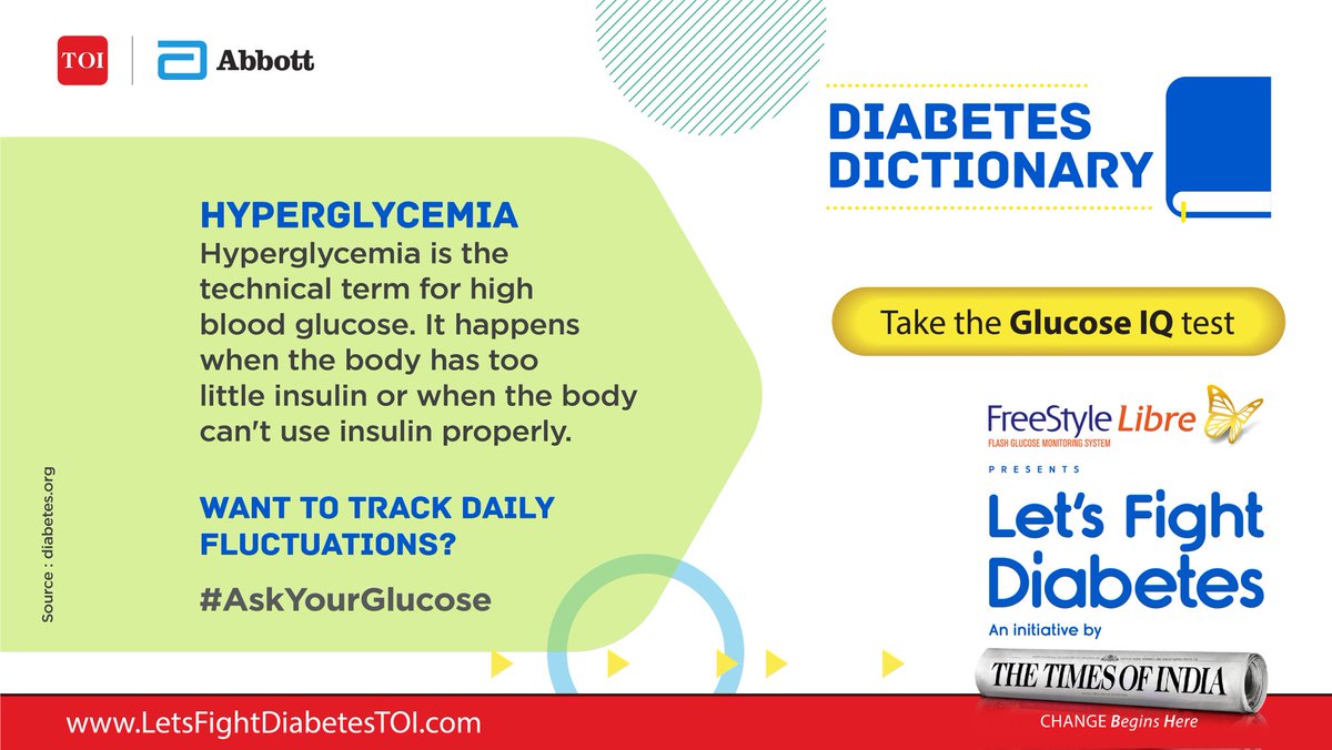 LFDiabetesTOI's tweet photo. Hyperglycemia can be a serious problem &amp; it's important to treat as soon as it is detected. A continuous check on glucose levels lets you enjoy life without stress. 

Take the Glucose IQ test https://t.co/5SRouVihWO 

#LetsFightDiabetes
#FreeStyleLibre
#AskYourGlucose https://t.co/mKpyHAnQET