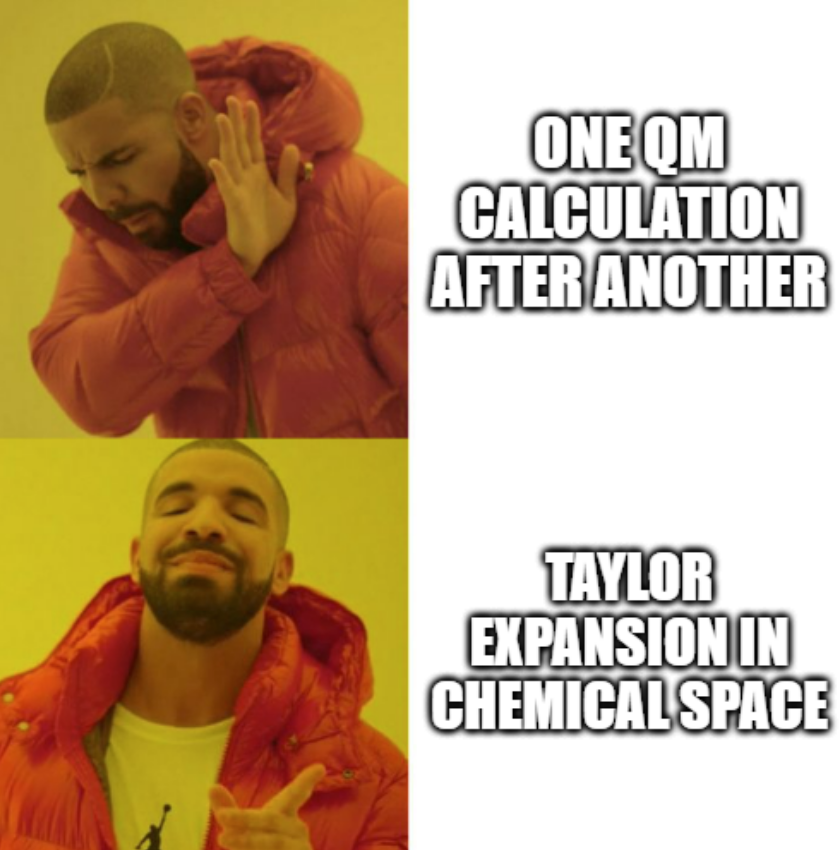 ferchault's tweet photo. Just accepted: Taylor expansions in chemical space reaching arbitrary accuracy. 

Fewer QM calculations, more perturbations!
https://t.co/esaAJAWaxA https://t.co/XNS6oQdR7c