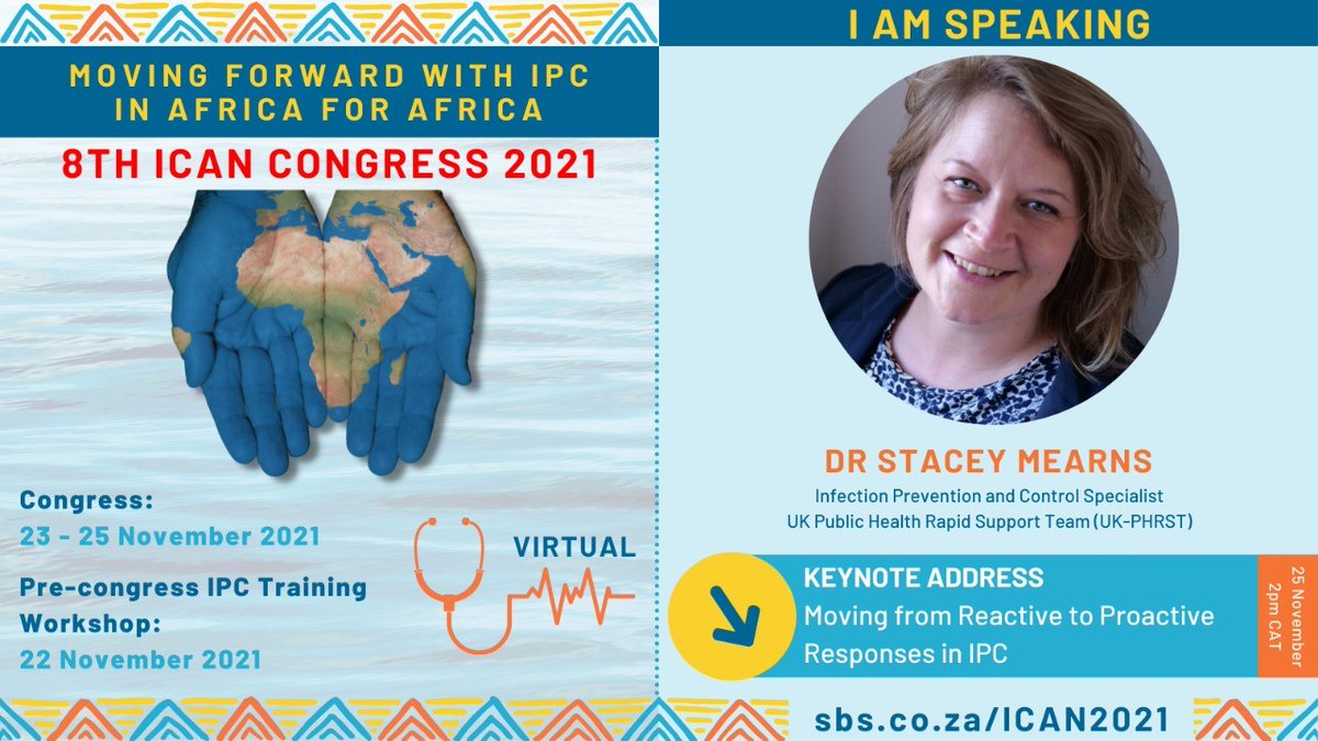 8th ICAN CONGRESS 2021-MOVING FORWARD WITH IPC IN AFRICA FOR AFRICA
Keynote Address- Moving from Reactive to Proactive Responses in IPC
Speaker: Dr Stacey Mearns on 25 November at 2pm CAT