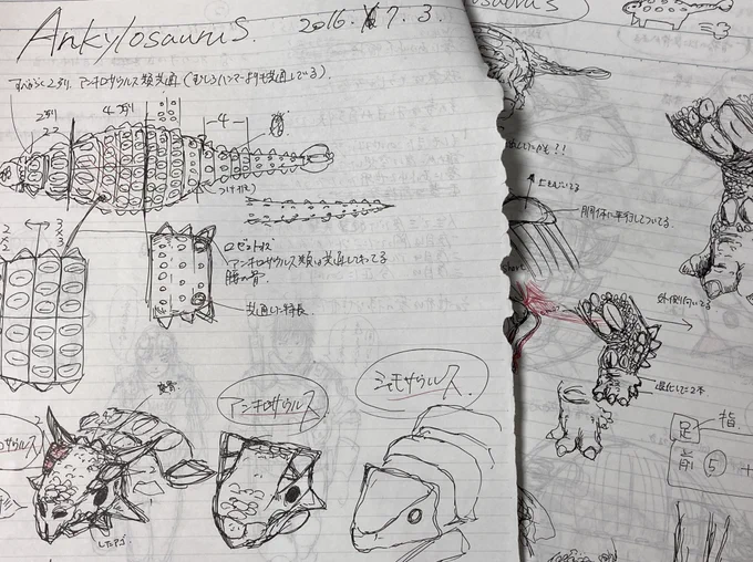 骨格図と恐竜復元教室の資料を参考に描きましたが、面倒臭いしか言ってないです。描くことが苦痛なわけではなく楽しい。でも面倒臭い。 