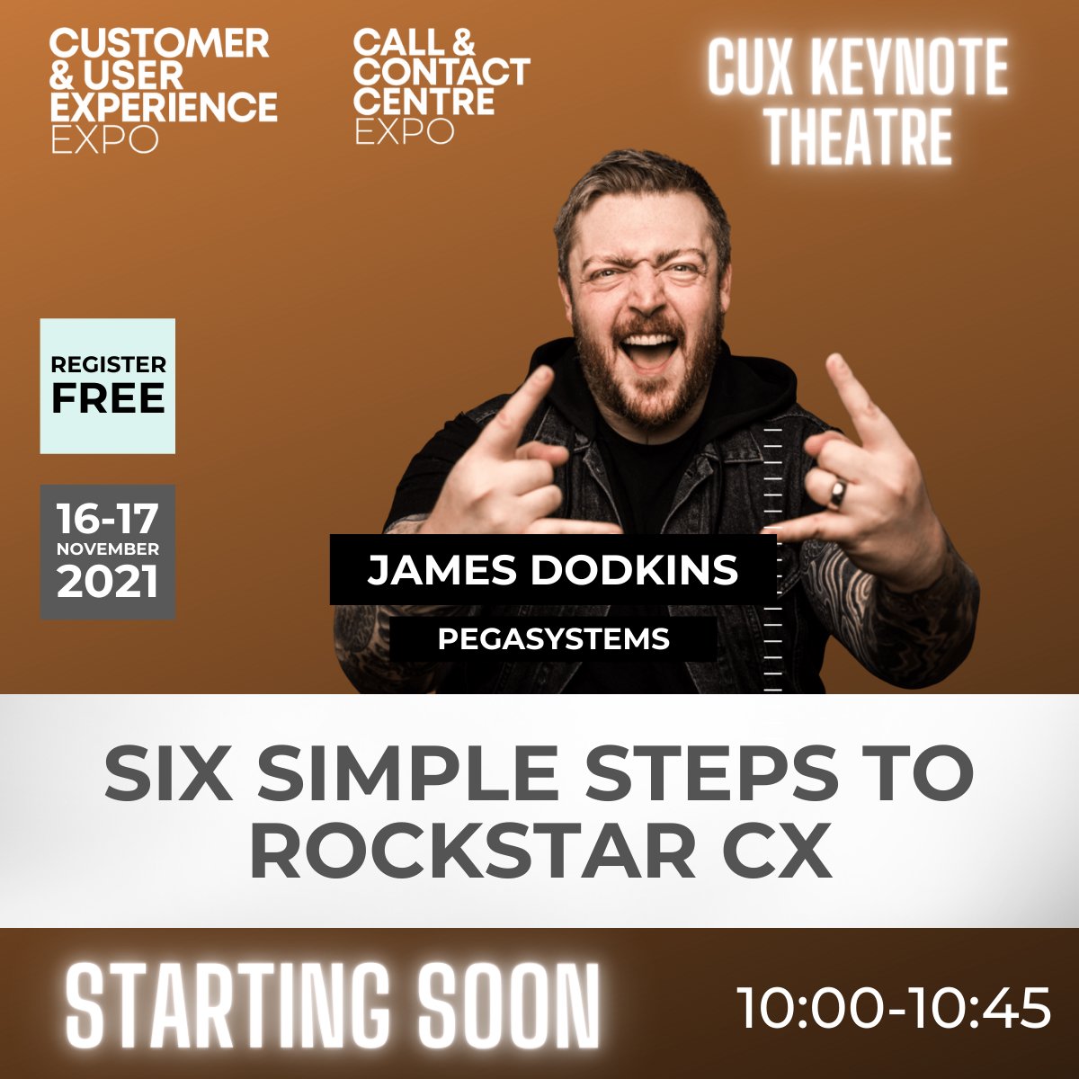 We can't wait to welcome James Dodkins from <a href="/pega/">Pegasystems</a> to the CUX Keynote Stage giving his rockstar session on CX... See you there!

#CUXExpo21
