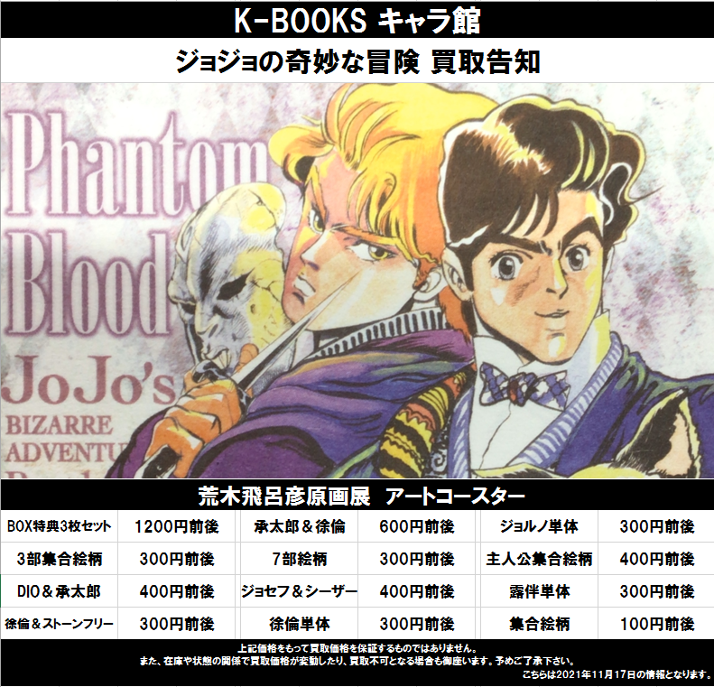 買取情報 ジョジョの奇妙な冒険 Twitter