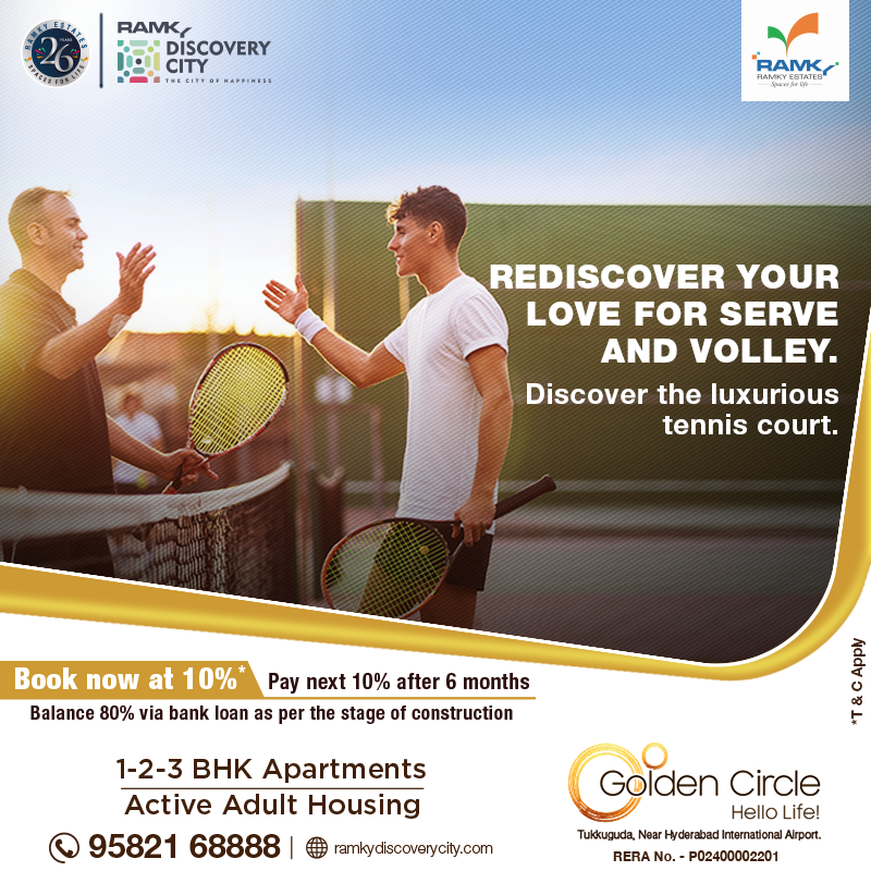 RITLOFFICIAL's tweet photo. Why just live your golden years when you can ace them! Welcome to Ramky Golden Circle, thoughtfully designed living spaces for an active adult community.

#RamkyDiscoveryCity #GoldenCircle #OwnAHome #HomeInHyderabad #BestGatedCommunityInHyderabad #WorldClassAmenities https://t.co/nKi7aelW45