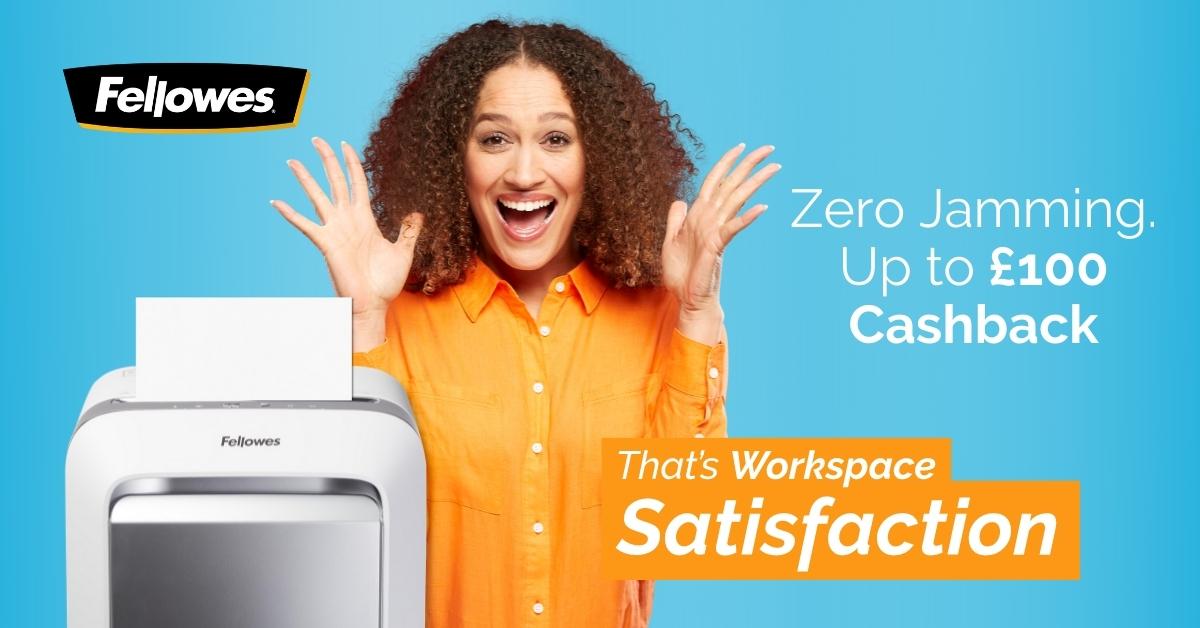Up to £100 cash back and zero jamming with Fellowes shredders at theshredderwarehouse.com That's #FellowesSatisfaction #Fellowesshredders #shredders #papershredders