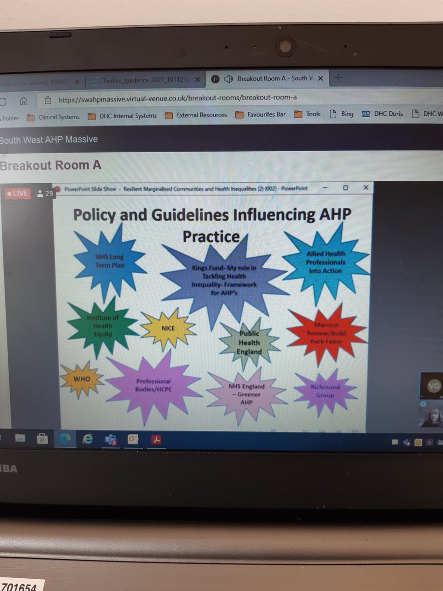 c_wawman's tweet photo. #swahpmassive Interesting lightening talk from @stinton_jo raising awareness of AHPs role in reducing health inequalities! Lots of bedtime reading for me 📚📖🙂 https://t.co/K3RcNB04GE