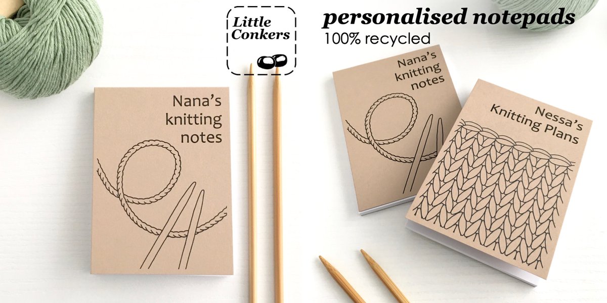 LittleConkers's tweet photo. Eco-friendly #knitter's notepad, featuring my unique designs and the text of your choice on the front, and handy rulers on the inside.  https://t.co/gKo4kcoFsg #giftforknitter #knittinggift #ecogifts #zerowastegift https://t.co/H0XhT1KLPc