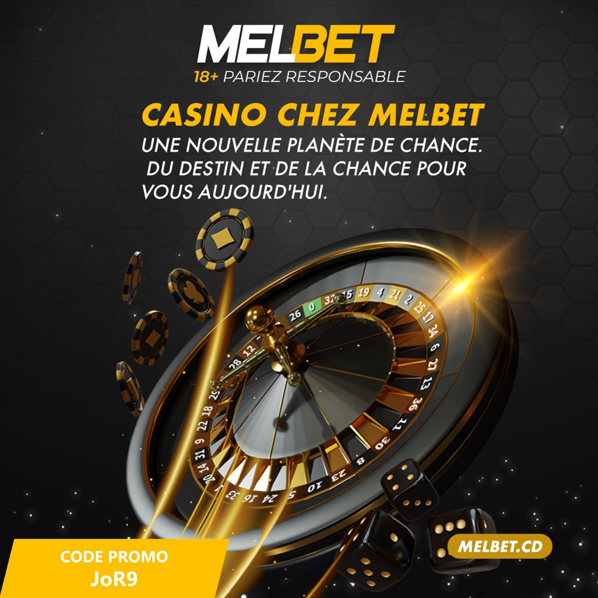 EyemDaniel's tweet photo. C'est parti!! Melbet vous permet d'avoir une multitude de chance d'accroitre vos gains; en misant sur la table à roulette l'un de nos nombreux Jeux virtuel.
Vivez la virtualité dans le Jeu avec MELBET
#MELBET tout terrain!!
Promo code: JoR9
https://t.co/BpNe2a6jbY
@melbet_cd https://t.co/cus7a79mzG
