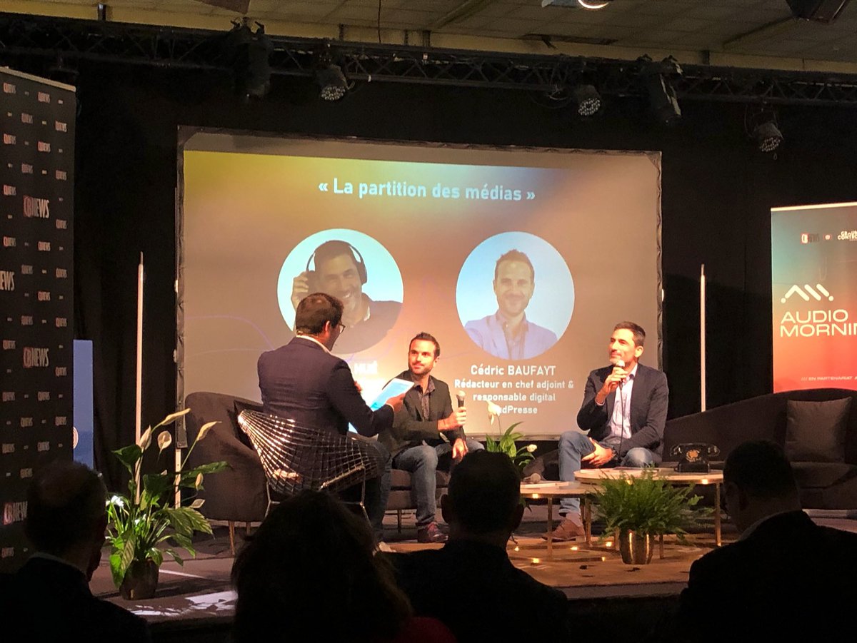 saooti's tweet image. #AudioMorning21 | @Laurent__Hue et @cedricbaufayt sur la scène pour la table ronde « La partition des #médias ». 🎙
@CB_News 🎧