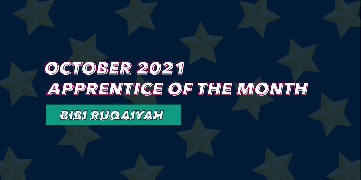 wearegft's tweet photo. We are delighted to announce the winner of our October 2021 #Apprentice of the Month award as...

🏆  Bibi Ruqaiyah 
 
#ApprenticeshipSuccess #ApprenticeSpotlight https://t.co/Hj3fxKdpvj