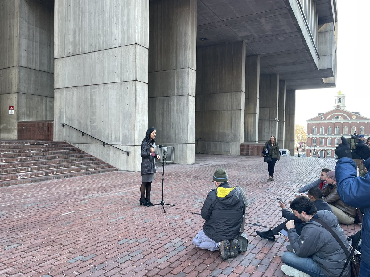 SWINTERSMITH's tweet photo. On her first full day as mayor, Michelle Wu is delivering comments to media in English, Spanish and Mandarin.
She says inclusivity at city hall is part of what she wants to be evaluated on at the end of her term.
#bospoli https://t.co/uQYLKuv0ra