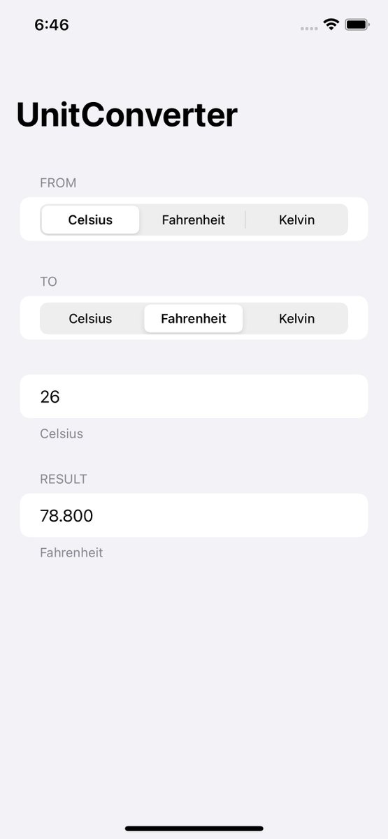 Continued #100DaysOfSwiftUI after a break. Completed Day 19: Challenge day. Created an UnitConverter app to convert temperature to/from Celsius, Fahrenheit, and Kelvin.
I had to revise a few lessons to complete this challenge! Ty @twostraws!