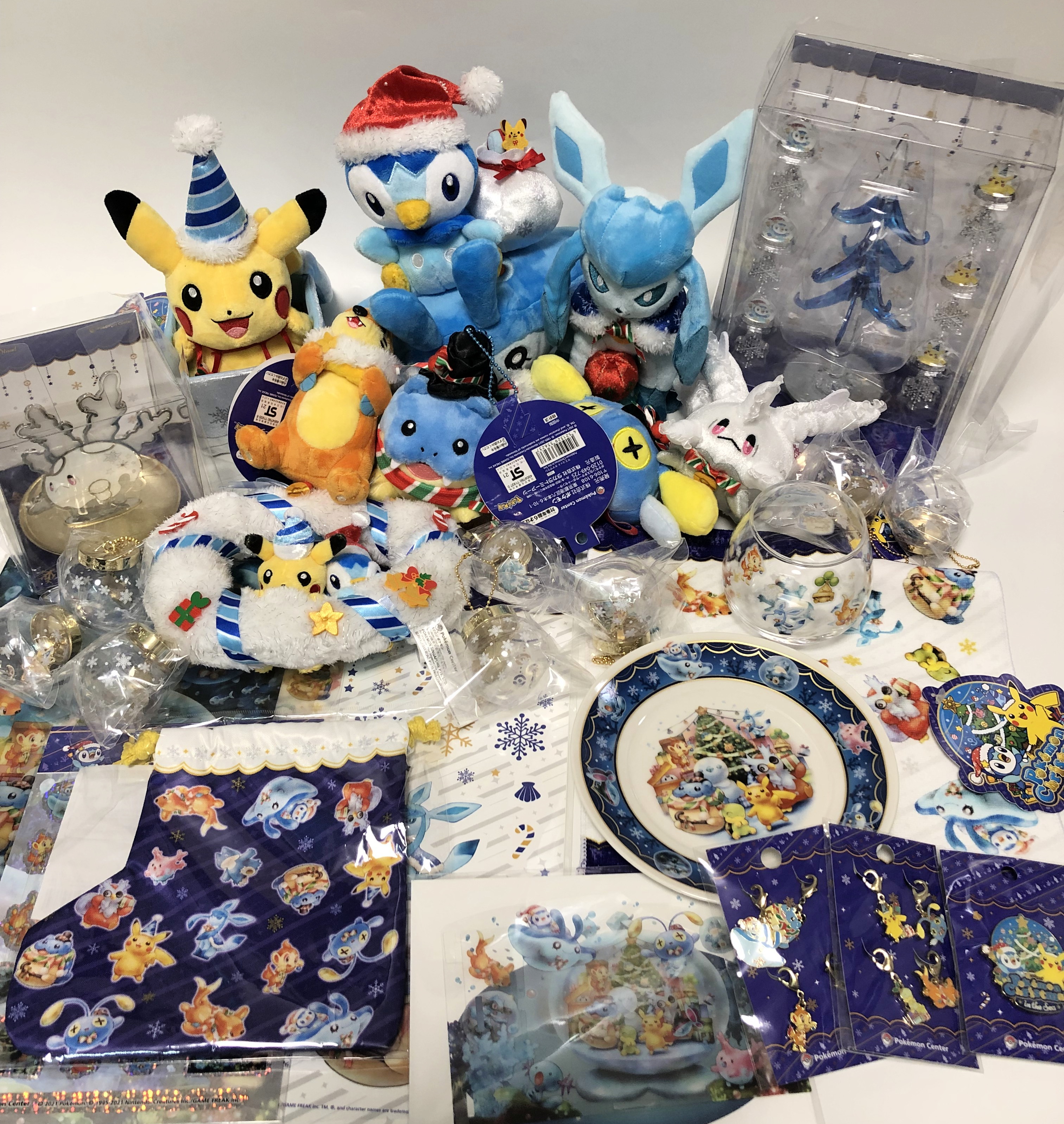 Pokevault The 21 Japan Pokemon Centers Have Just Released This Years Christmas Merchandise There Are Plush Toys Mascots Charms Ornaments Hand Towel Drawstring Bag Stickers Pin Badge Glass Plate Jewelry